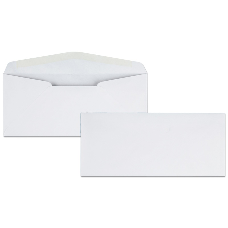 BUSINESS ENVELOPE, #10, BANKERS FLAP, GUMMED CLOSURE, 4.13 X 9.5, WHITE, 500/BOX