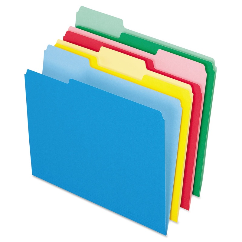 COLORED FILE FOLDERS, 1/3-CUT TABS, LETTER SIZE, ASSORTED, 24/PACK
