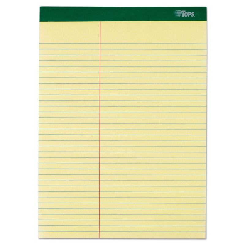 DOUBLE DOCKET RULED PADS, PITMAN RULE, 8.5 X 11.75, CANARY, 100 SHEETS, 6/PACK
