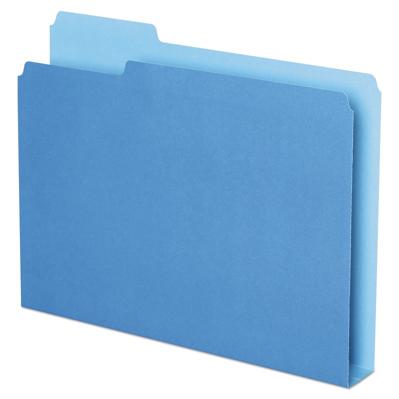 DOUBLE STUFF FILE FOLDERS, 1/3-CUT TABS, LETTER SIZE, BLUE, 50/PACK