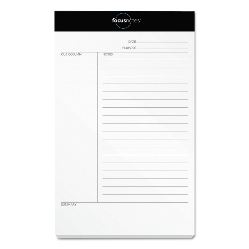 FOCUSNOTES LEGAL PAD, MEETING NOTES, 5 X 8, WHITE, 50 SHEETS