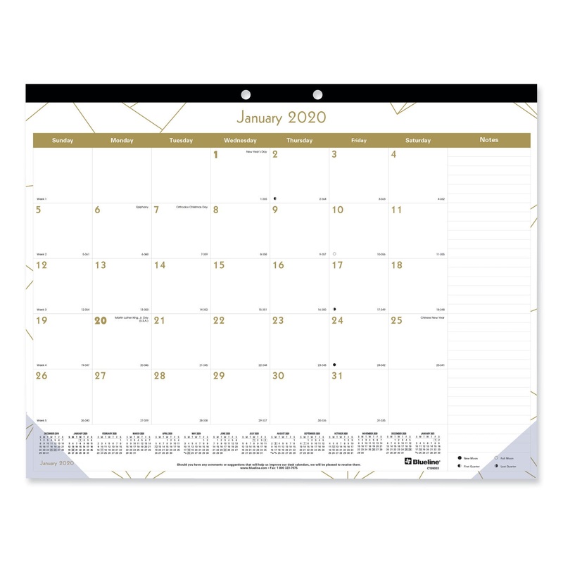 GOLD COLLECTION MONTHLY DESK PAD, 22 X 17, 2020
