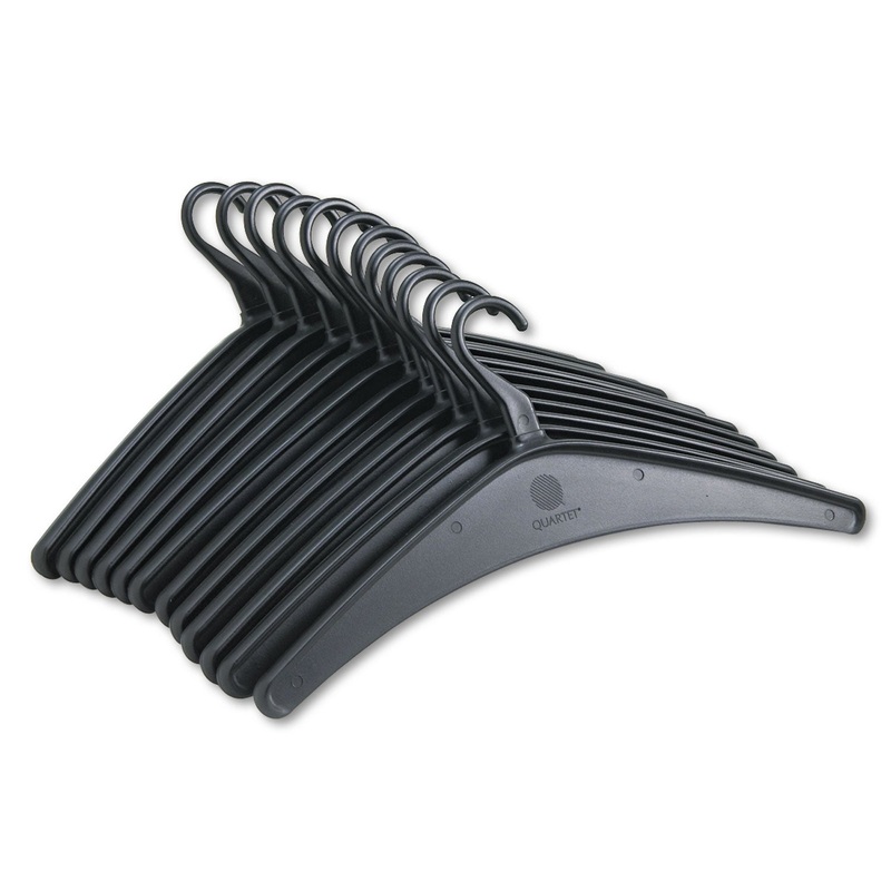 Heavy-Duty One-Piece Molded Plastic Hangers, 16 3/4″, Black, 12/pack