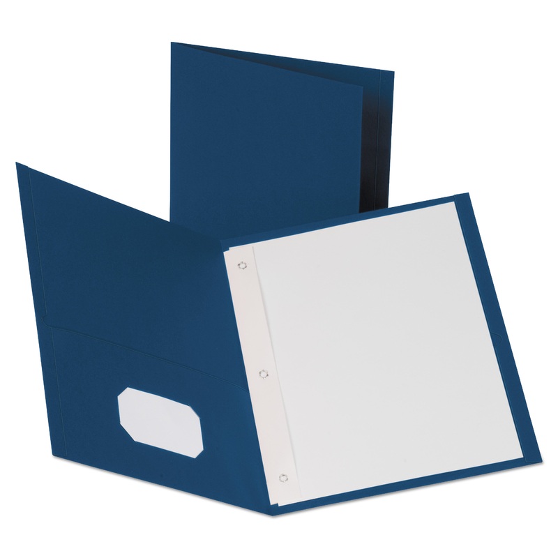 LEATHERETTE TWO POCKET PORTFOLIO WITH FASTENERS, 8 1/2″ X 11″, BLUE, 10/PK