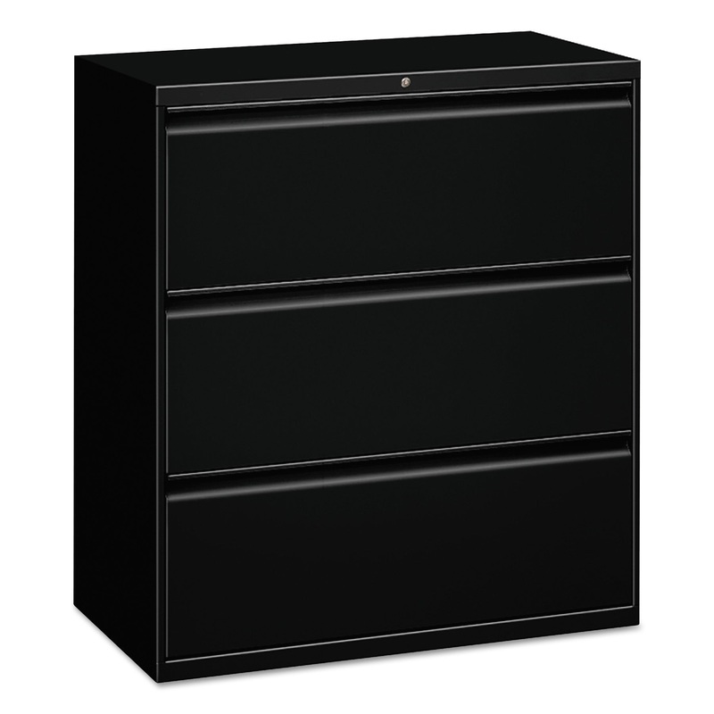 THREE-DRAWER LATERAL FILE CABINET, 30W X 18D X 39.5H, BLACK