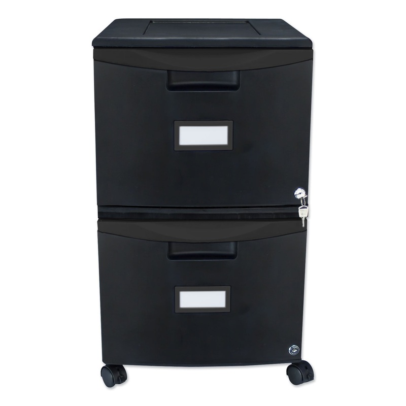 TWO-DRAWER MOBILE FILING CABINET, 14.75W X 18.25D X 26H, BLACK
