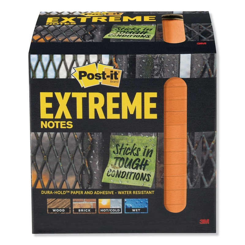 WATER-RESISTANT SELF-STICK NOTES, ORANGE, 3″ X 3″, 45 SHEETS, 12/PACK