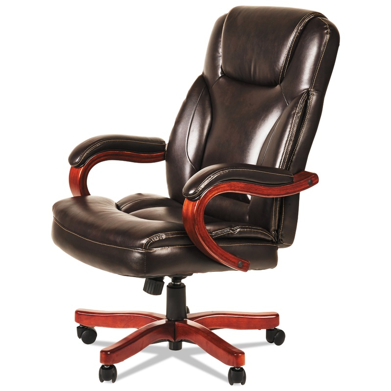 ALERA TRANSITIONAL SERIES EXECUTIVE WOOD CHAIR, SUPPORTS UP TO 275 LBS., CHOCOLATE MARBLE SEAT/BACK, WALNUT BASE