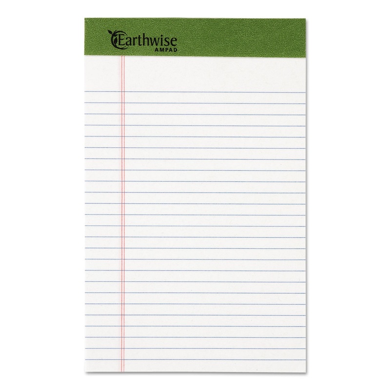 EARTHWISE BY OXFORD WRITING PAD, NARROW RULE, 5 X 8, WHITE, 50 SHEETS, DOZEN