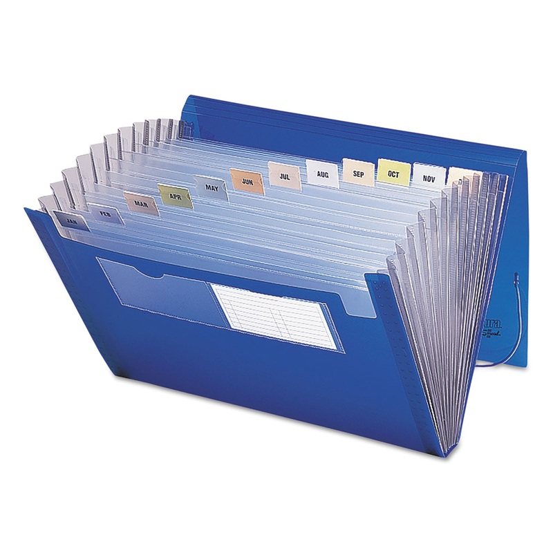 EXPANDING FILE W/ COLOR TAB INSERTS, 12 SECTIONS, LETTER SIZE, BLUE
