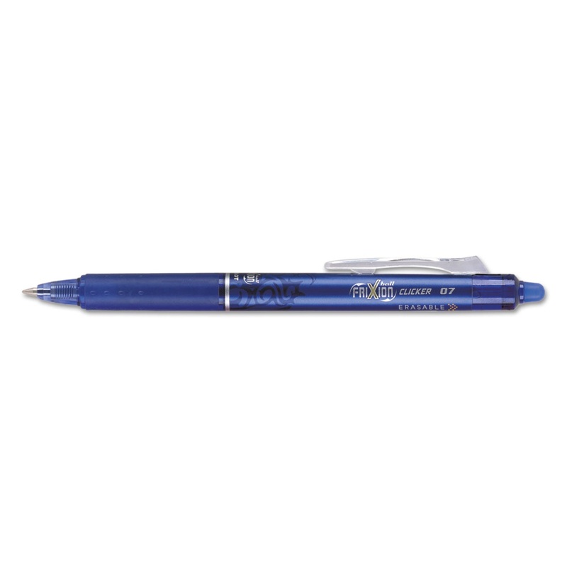 FRIXION CLICKER ERASABLE RETRACTABLE GEL PEN, FINE 0.7MM, BLUE INK, BLUE BARREL