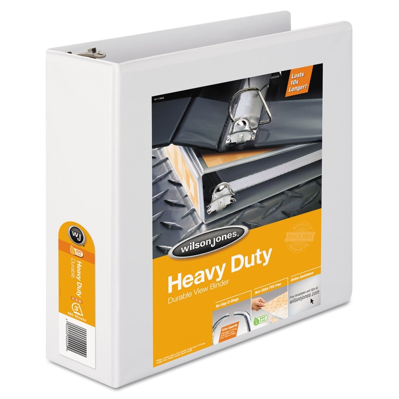 HEAVY-DUTY D-RING VIEW BINDER WITH EXTRA-DURABLE HINGE, 3 RINGS, 3″ CAPACITY, 11 X 8.5, WHITE