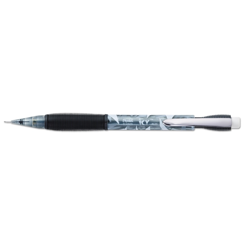 ICY MECHANICAL PENCIL, 0.5 MM, HB (#2.5), BLACK LEAD, TRANSPARENT SMOKE BARREL, DOZEN