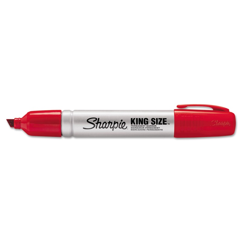 KING SIZE PERMANENT MARKER, BROAD CHISEL TIP, RED, DOZEN