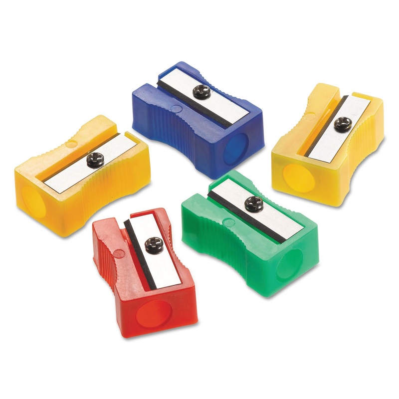 Manual Pencil Sharpeners, Red/blue/green/yellow, 4w X 2d X 1h, 24/pack