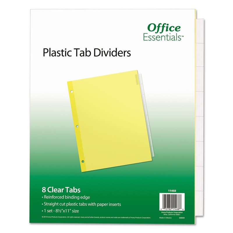 Plastic Insertable Dividers, 8-Tab, Letter