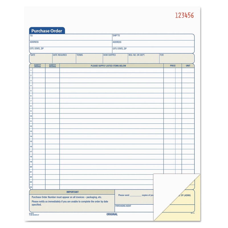 Purchase Order Book, 8 3/8 X 10 3/16, Two-Part Carbonless, 50 Sets/book