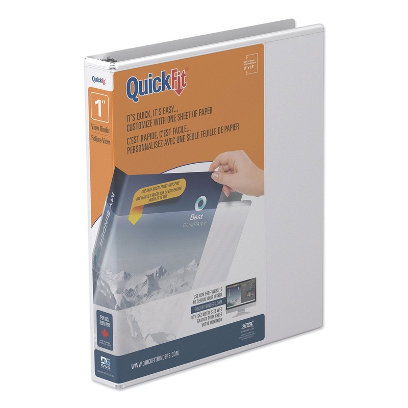 QUICKFIT D-RING VIEW BINDER, 3 RINGS, 1″ CAPACITY, 11 X 8.5, WHITE