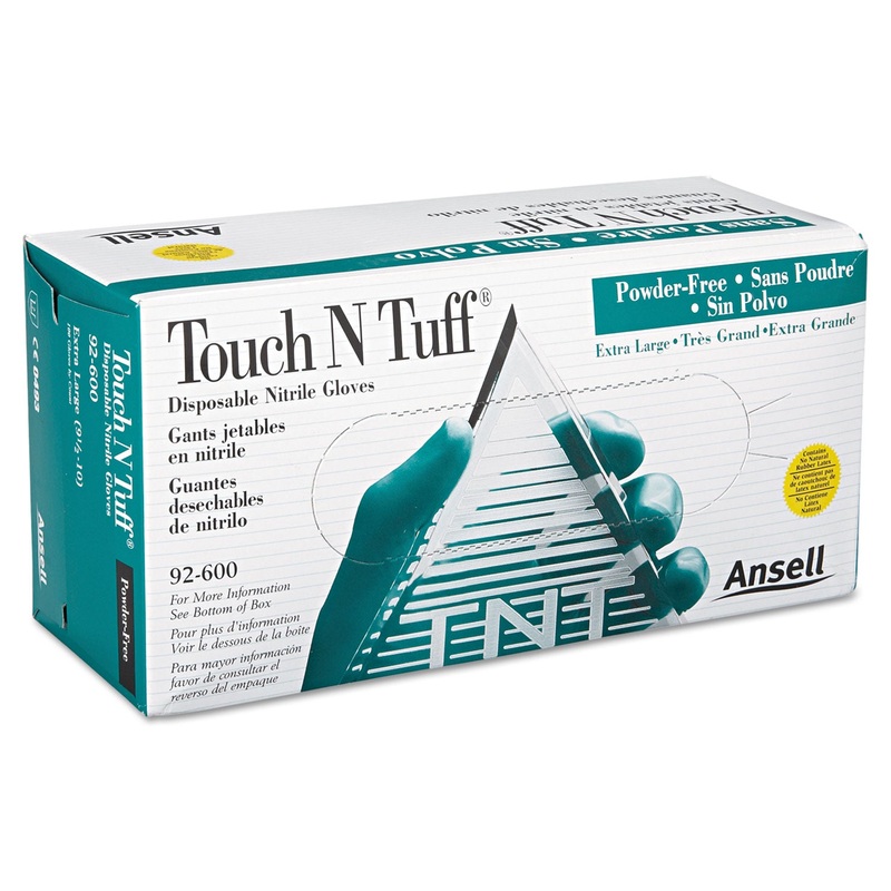 Touch N Tuff Nitrile Gloves, Teal, Size 9 1/2 – 10, 100/box