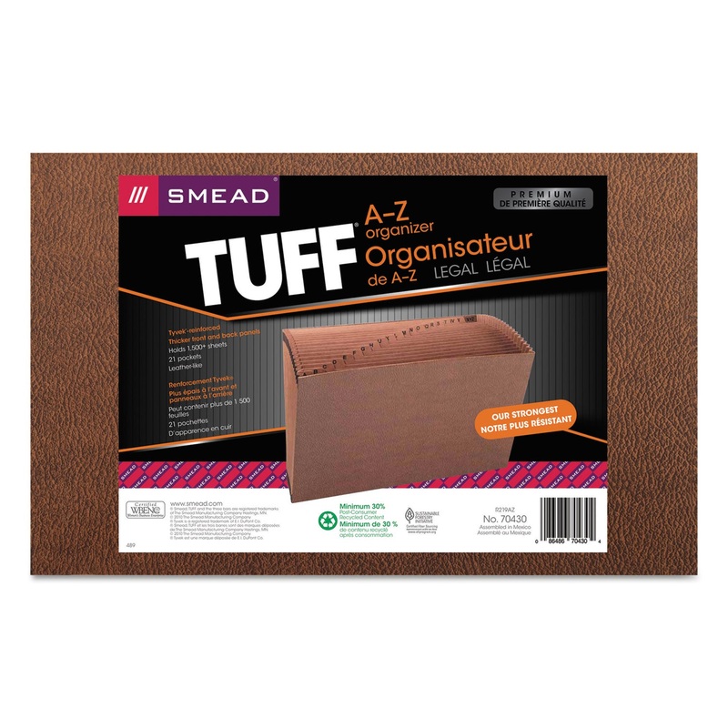 TUFF EXPANDING FILES, 21 SECTIONS, 1/21-CUT TAB, LEGAL SIZE, REDROPE