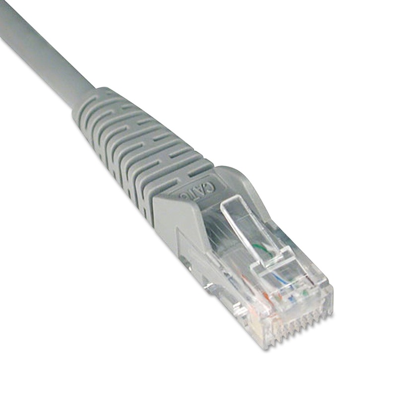 CAT6 GIGABIT SNAGLESS MOLDED PATCH CABLE, RJ45 (M/M), 1 FT., GRAY