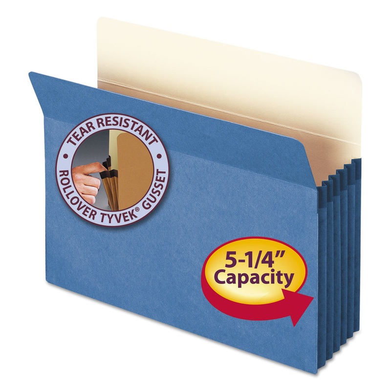 COLORED FILE POCKETS, 5.25″ EXPANSION, LETTER SIZE, BLUE