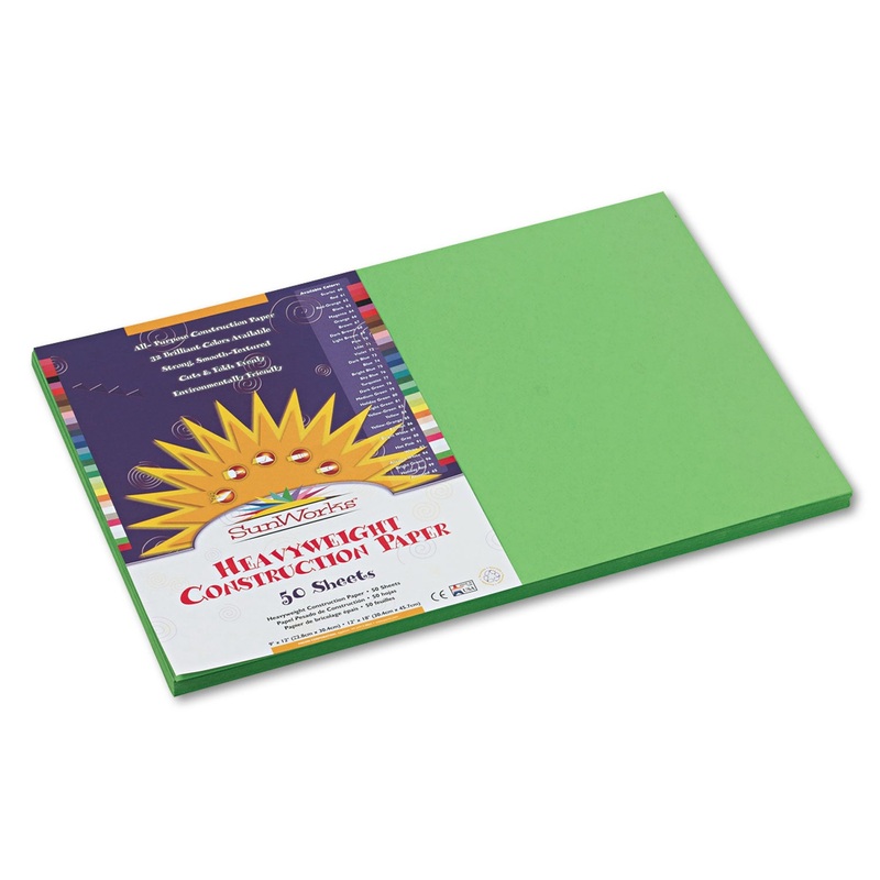 CONSTRUCTION PAPER, 58LB, 12 X 18, BRIGHT GREEN, 50/PACK