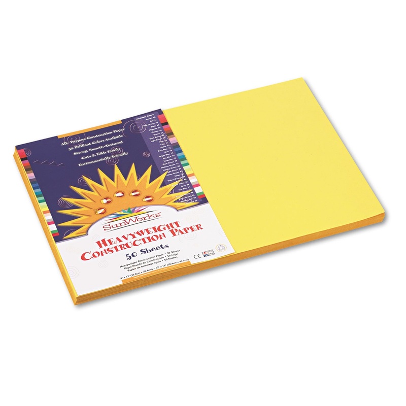 CONSTRUCTION PAPER, 58LB, 12 X 18, YELLOW, 50/PACK