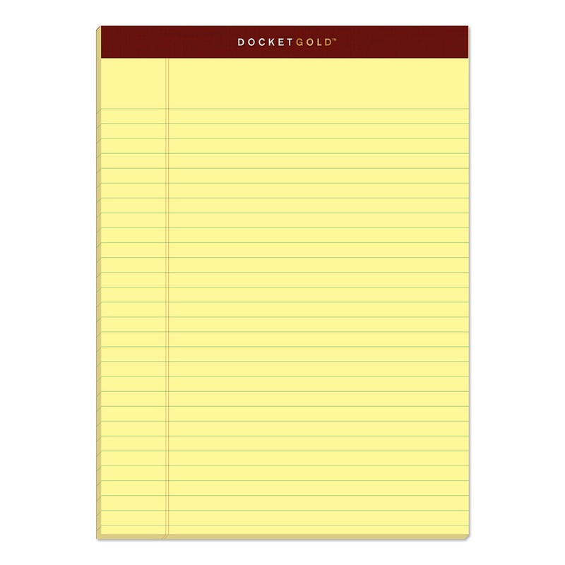 DOCKET GOLD RULED PERFORATED PADS, WIDE/LEGAL RULE, 8.5 X 11.75, CANARY, 50 SHEETS, 12/PACK