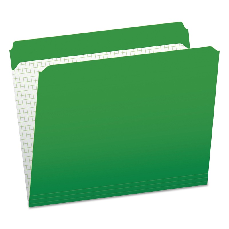 DOUBLE-PLY REINFORCED TOP TAB COLORED FILE FOLDERS, STRAIGHT TAB, LETTER SIZE, BRIGHT GREEN, 100/BOX