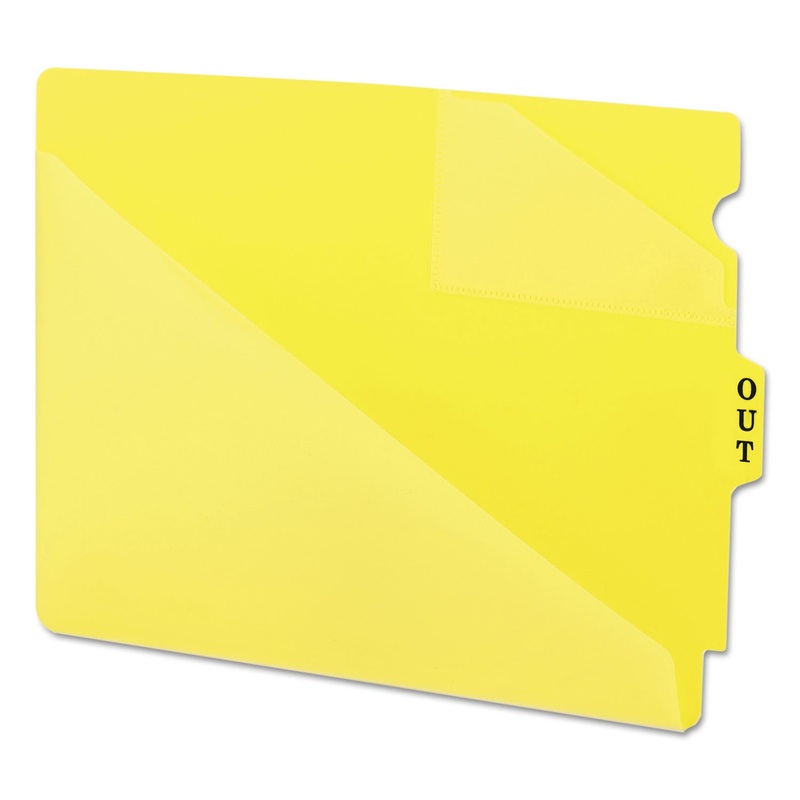 END TAB POLY OUT GUIDES, TWO-POCKET STYLE, 1/3-CUT END TAB, OUT, 8.5 X 11, YELLOW, 50/BOX