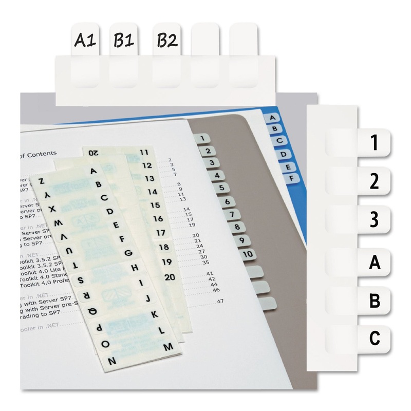 LEGAL INDEX TABS, 1/12-CUT TABS, A-Z, WHITE, 0.44″ WIDE, 104/PACK