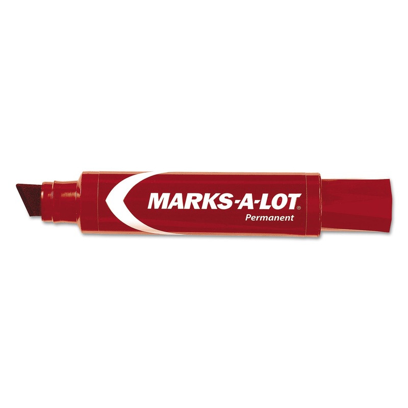 MARKS A LOT JUMBO DESK-STYLE PERMANENT MARKER, EXTRA-BROAD CHISEL TIP, RED