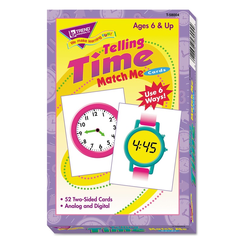 Match Me Cards, Telling Time, 52 Cards, Ages 6 And Up