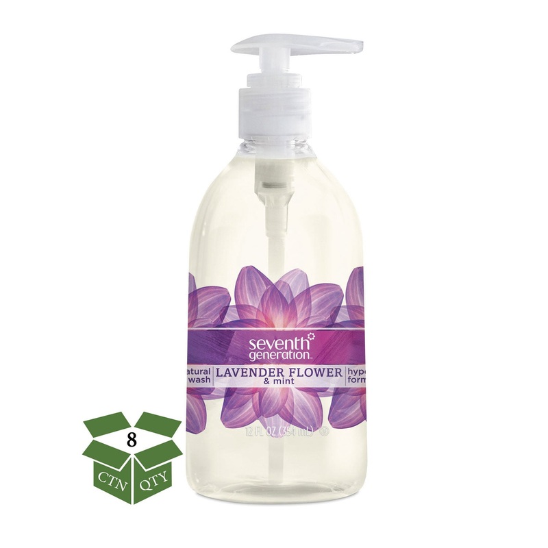 Natural Hand Wash, Lavender Flower & Mint, 12oz Pump Bottle, 8/carton