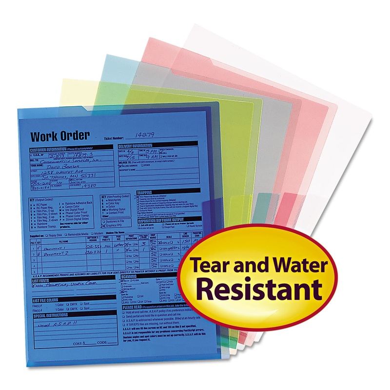 ORGANIZED UP TRANSLUCENT POLY PROJECT JACKET, LETTER SIZE, ASSORTED COLORS, 5/PACK