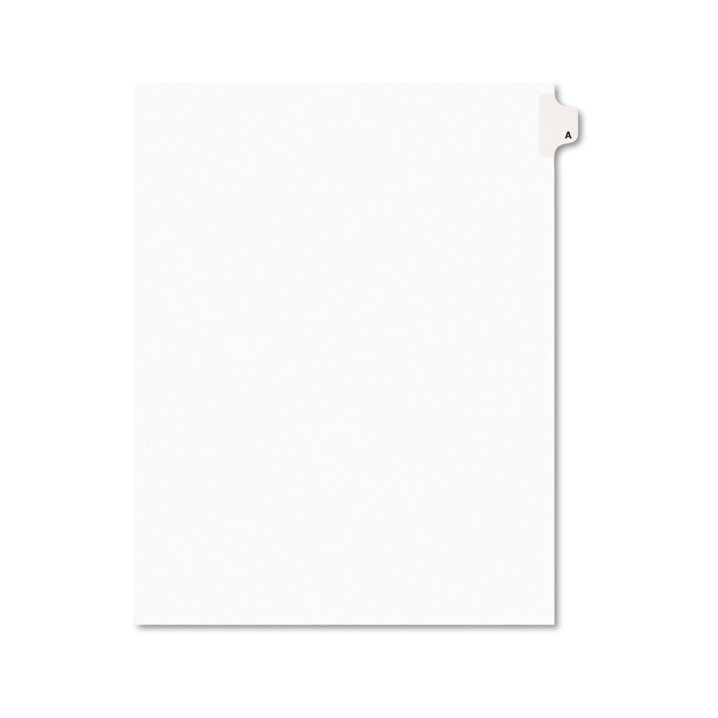 PREPRINTED LEGAL EXHIBIT SIDE TAB INDEX DIVIDERS, AVERY STYLE, 26-TAB, A, 11 X 8.5, WHITE, 25/PACK