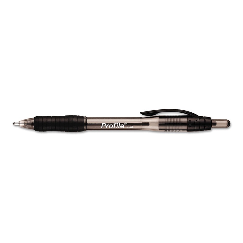 PROFILE RETRACTABLE BALLPOINT PEN VALUE PACK, 1.4MM, BLACK INK, SMOKE BARREL, 36/BOX