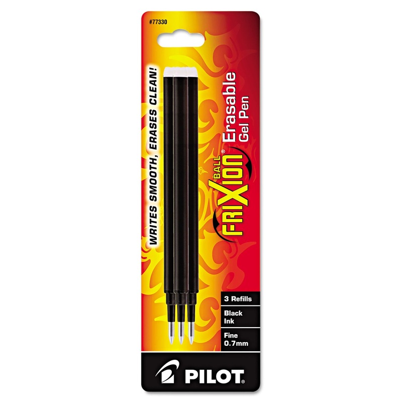 REFILL FOR PILOT FRIXION ERASABLE, FRIXION BALL, FRIXION CLICKER AND FRIXION LX GEL INK PENS, FINE POINT, BLACK INK, 3/PACK