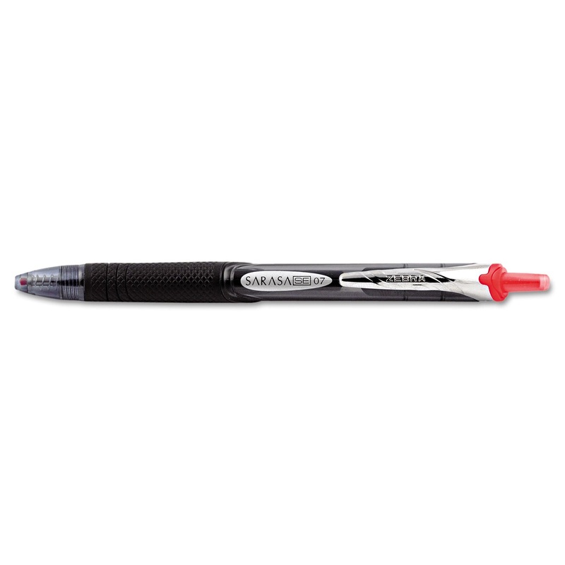 SARASA SE RETRACTABLE GEL PEN, 0.7MM, RED INK, SMOKE/RED BARREL, DOZEN
