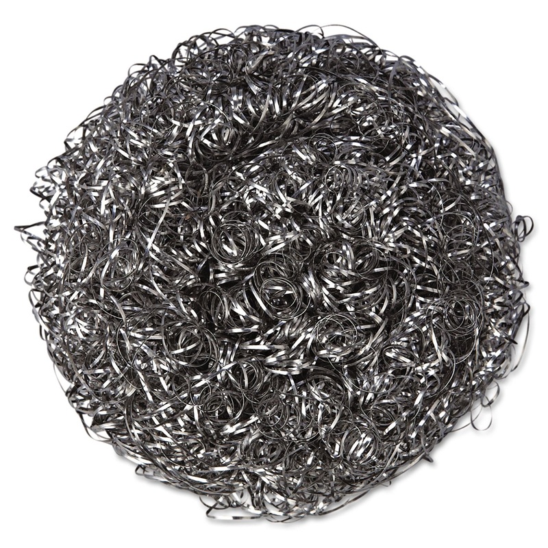 STAINLESS STEEL SCRUBBERS, LARGE, STEEL GRAY, 12 SCRUBBERS/BAG, 6 BAGS/CARTON