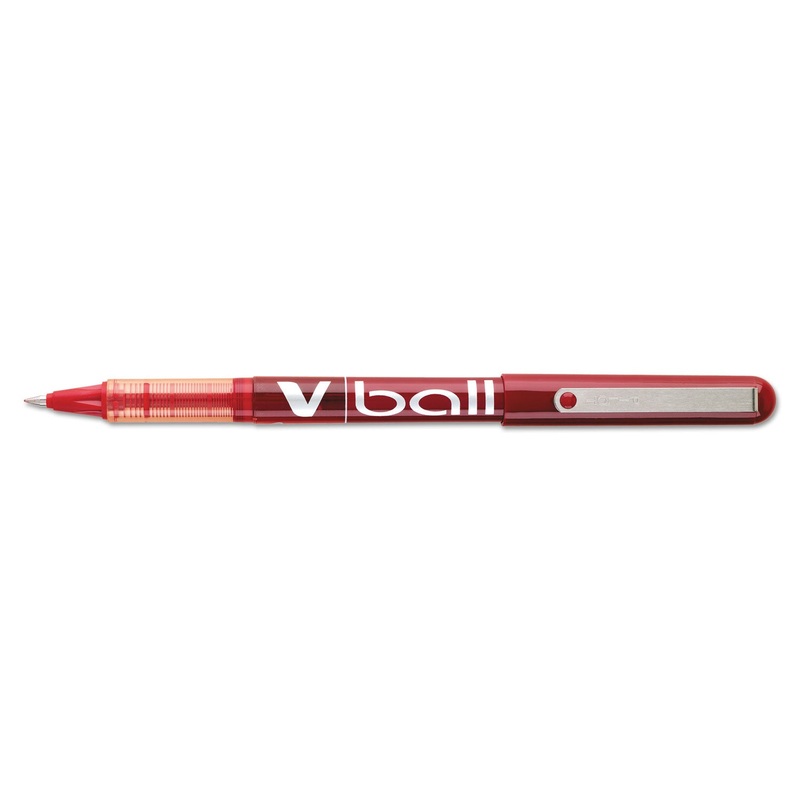 VBALL LIQUID INK STICK ROLLER BALL PEN, 0.5MM, RED INK/BARREL, DOZEN