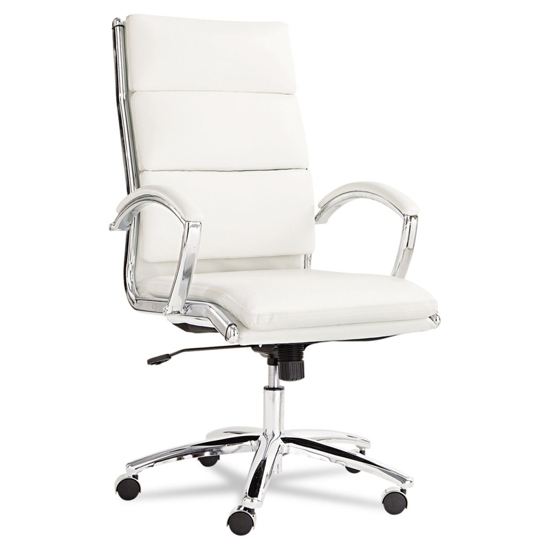 ALERA NERATOLI HIGH-BACK SLIM PROFILE CHAIR, SUPPORTS UP TO 275 LBS., WHITE SEAT/WHITE BACK, CHROME BASE