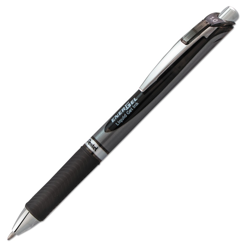 ENERGEL RTX RETRACTABLE GEL PEN, BOLD 1MM, BLACK INK, BLACK/GRAY BARREL