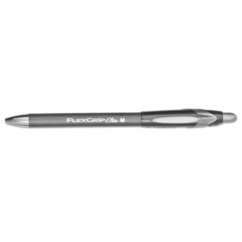 FLEXGRIP ELITE RETRACTABLE BALLPOINT PEN, MEDIUM 1MM, BLACK INK/BARREL, DOZEN