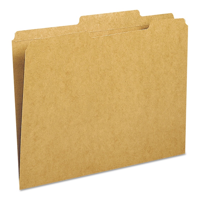 GUIDE HEIGHT REINFORCED HEAVYWEIGHT KRAFT FILE FOLDERS, 2/5-CUT 2-PLY TAB, RIGHT OF CENTER, LETTER SIZE, KRAFT, 100/BOX