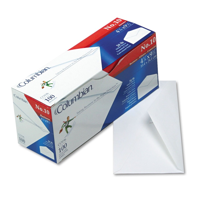 GUMMED FLAP BUSINESS ENVELOPE, #10, BANKERS FLAP, GUMMED CLOSURE, 4.13 X 9.5, WHITE, 100/BOX