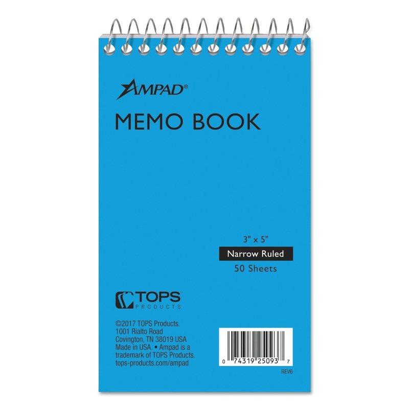 MEMO BOOKS, NARROW RULE, 3 X 5, WHITE, 50 SHEETS