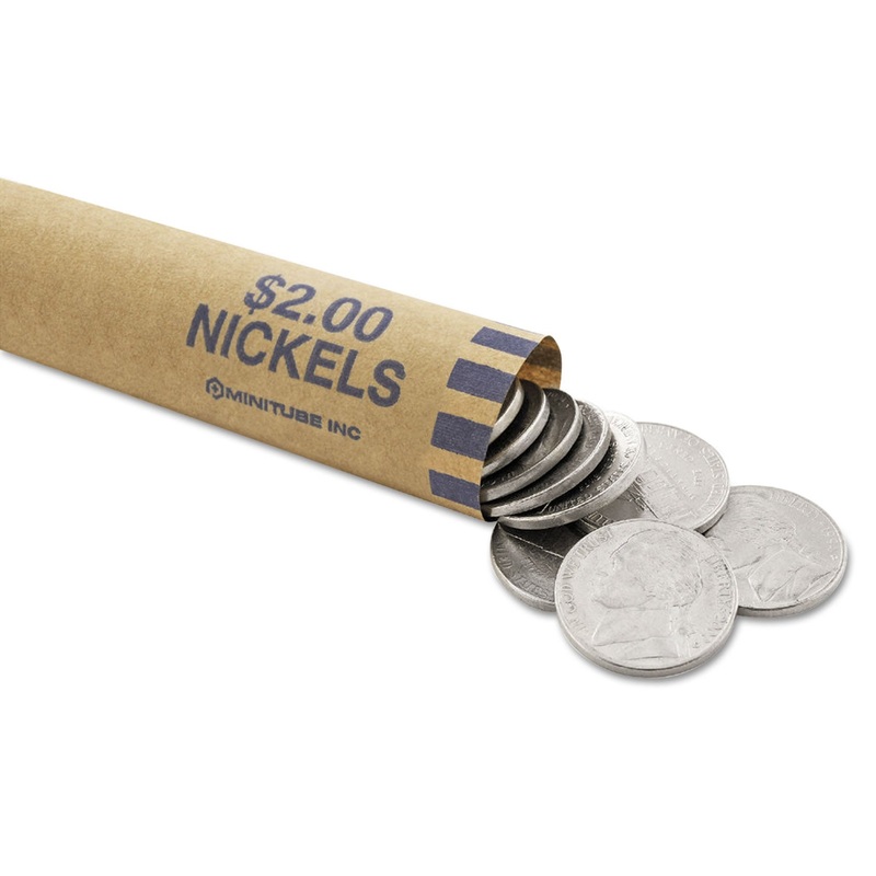 Nested Preformed Coin Wrappers, Nickels, $2.00, Blue, 1000 Wrappers/box