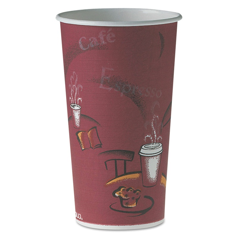 Polycoated Hot Paper Cups, 20 Oz, Bistro Design, 600/carton